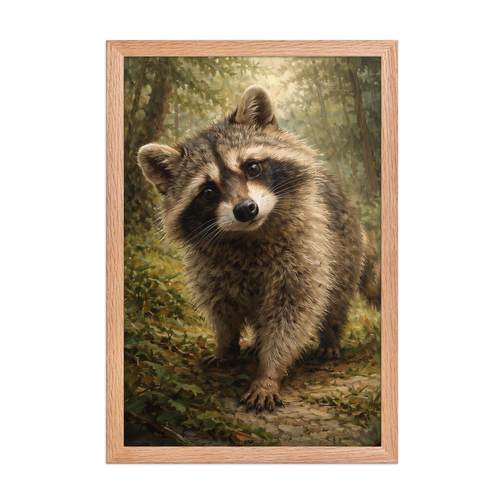 Raccoon Forest Curiosity Framed Poster