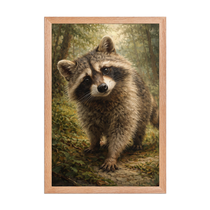 Raccoon Forest Curiosity Framed Poster