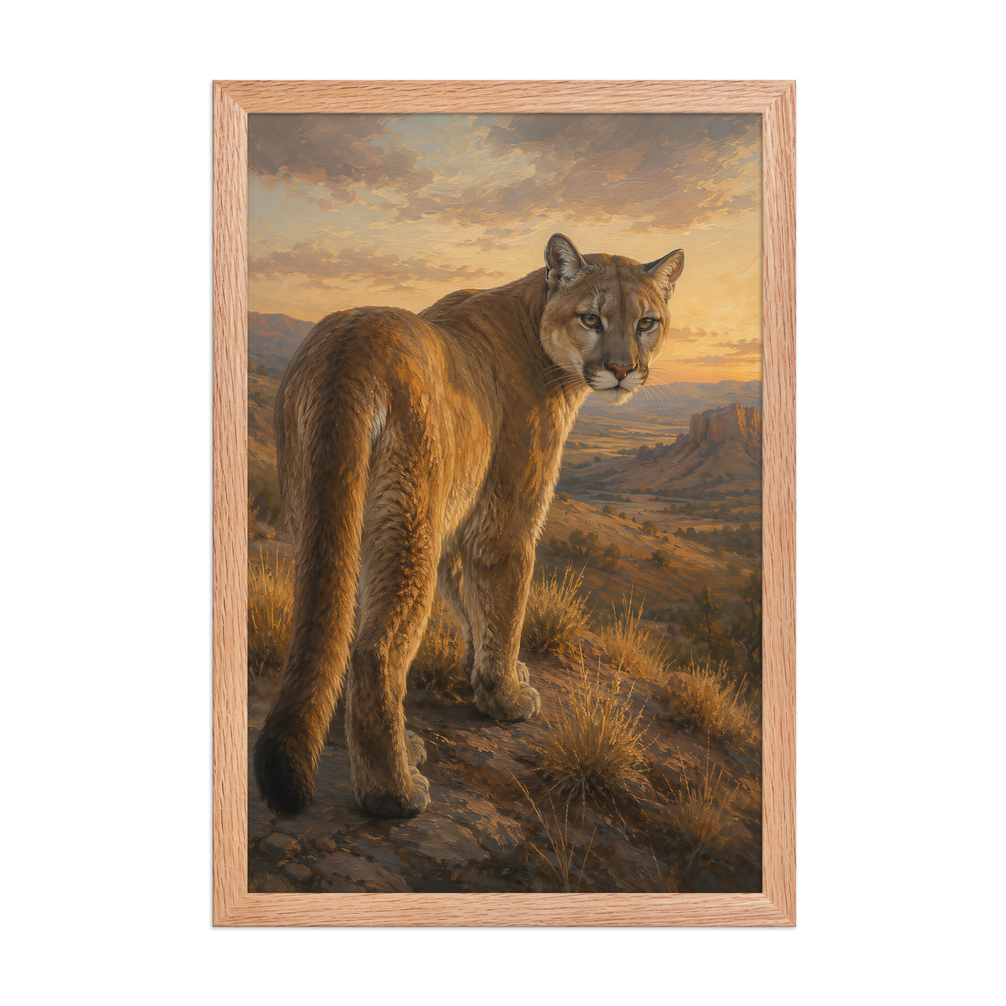Mountain Lion Sunset Pride Framed Poster