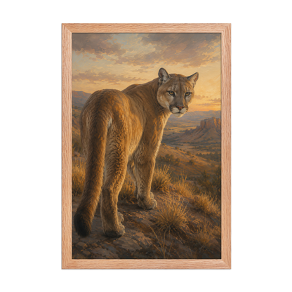 Mountain Lion Sunset Pride Framed Poster