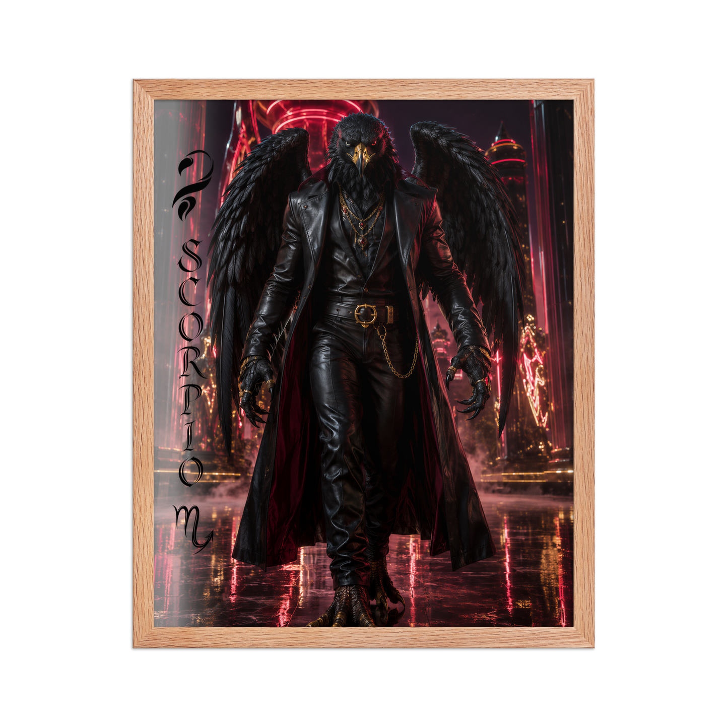 Scorpio man black eagle framed poster