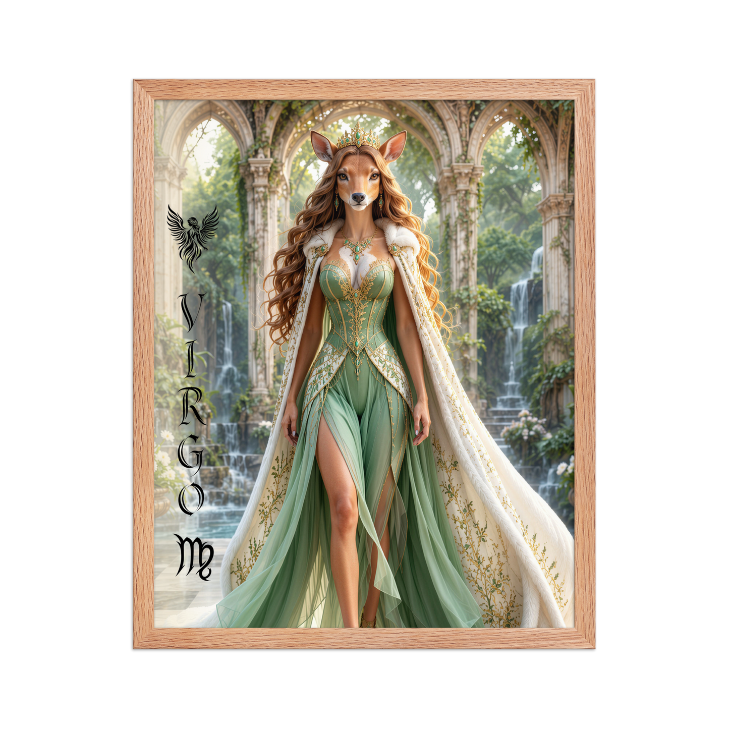Virgo woman deer queen framed poster