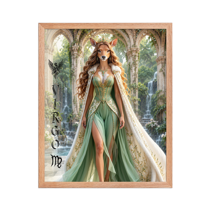 Virgo woman deer queen framed poster