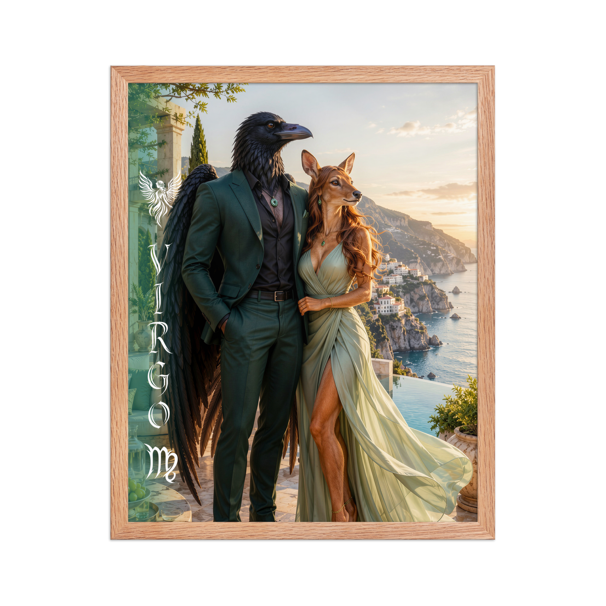 Virgo power couple framed poster with raven king and deer queen