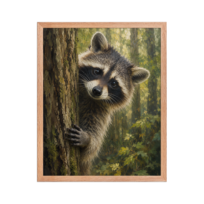 Raccoon Curiosity Framed Poster