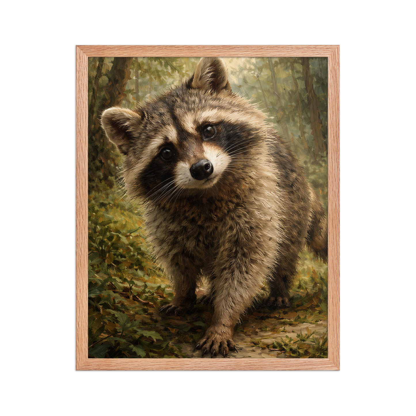 Raccoon Forest Curiosity Framed Poster