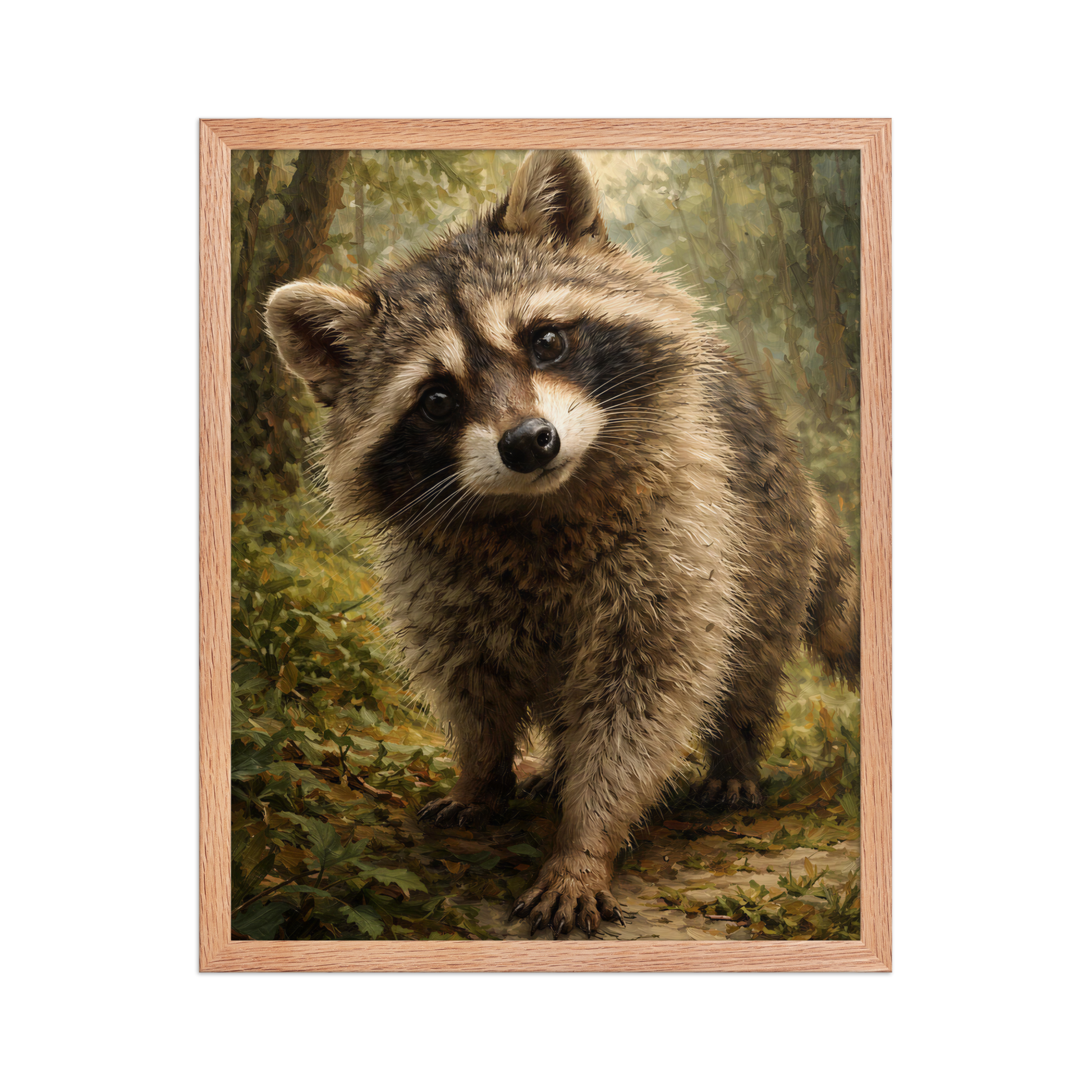 Raccoon Forest Curiosity Framed Poster