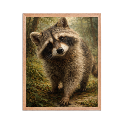 Raccoon Forest Curiosity Framed Poster