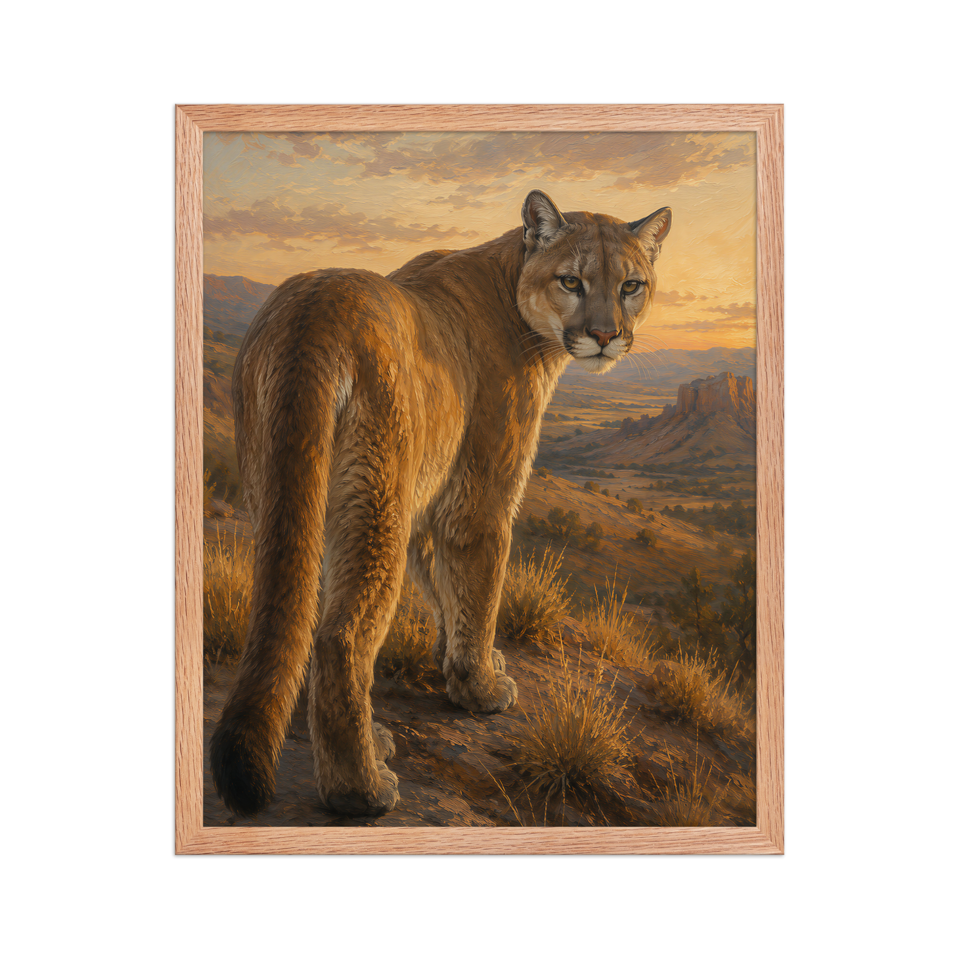 Mountain Lion Sunset Pride Framed Poster