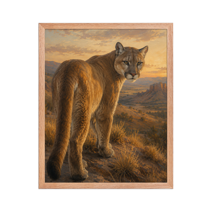 Mountain Lion Sunset Pride Framed Poster