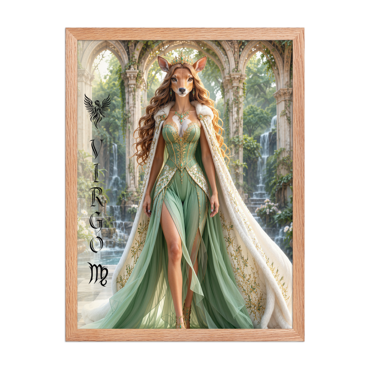 Virgo woman deer queen framed poster