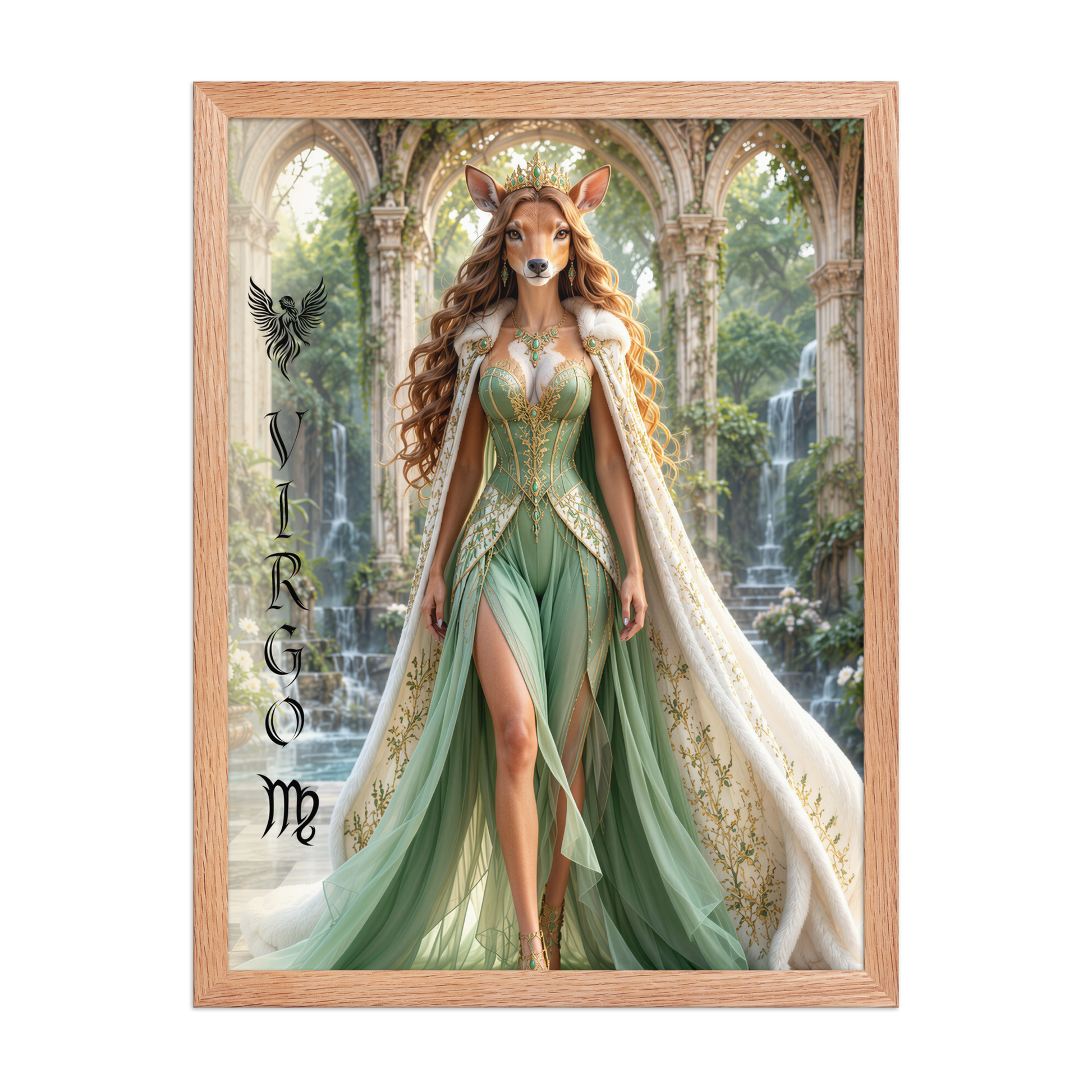 Virgo woman deer queen framed poster