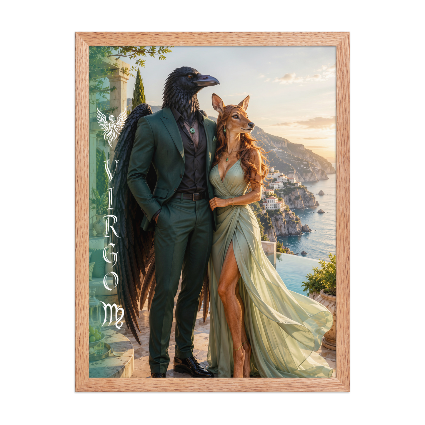 Virgo power couple framed poster with raven king and deer queen