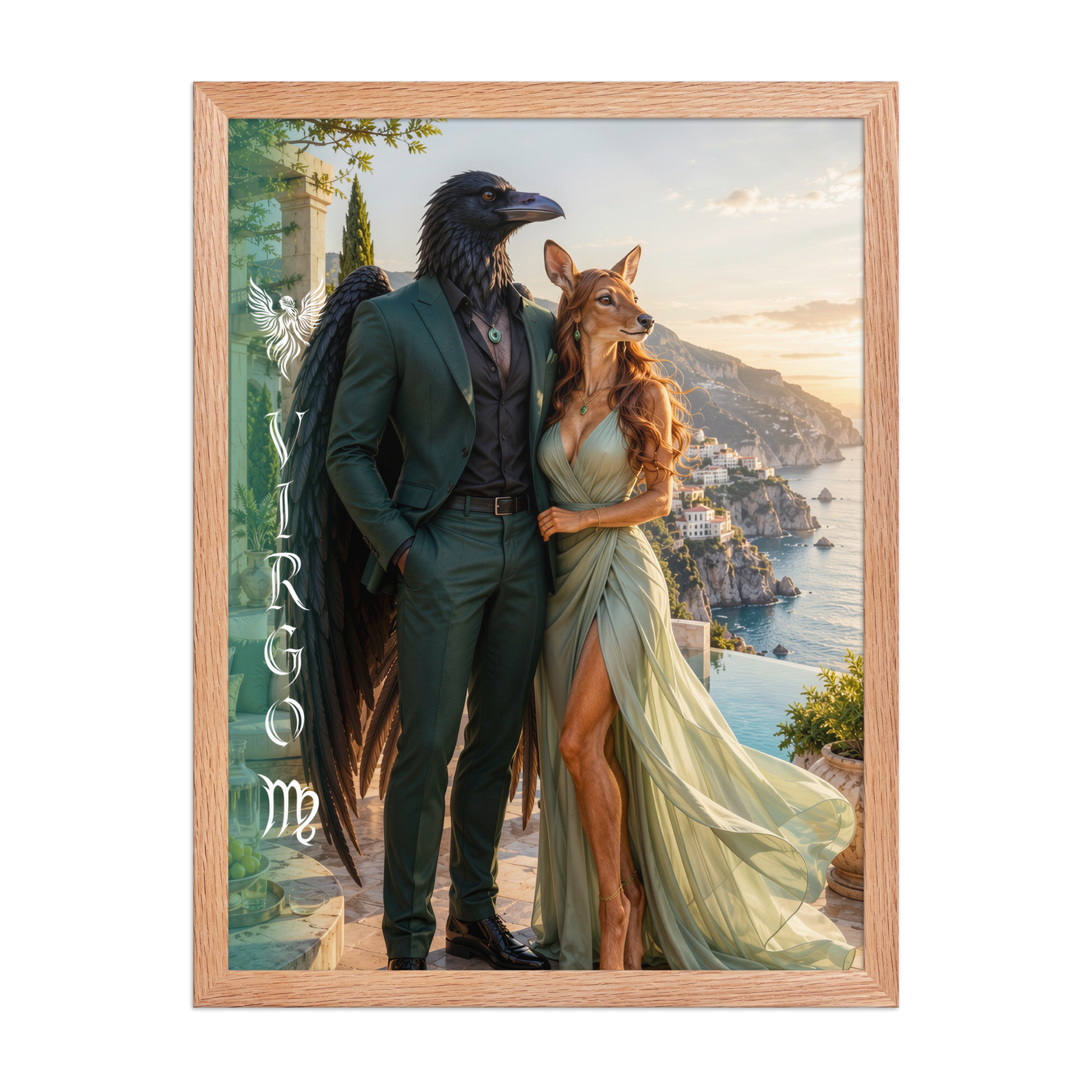 Virgo power couple framed poster with raven king and deer queen