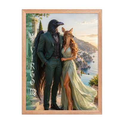 Virgo power couple framed poster with raven king and deer queen
