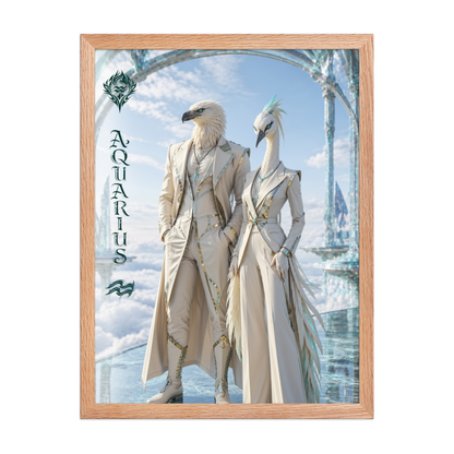 Framed Aquarius power couple poster with eagle king and crane queen
