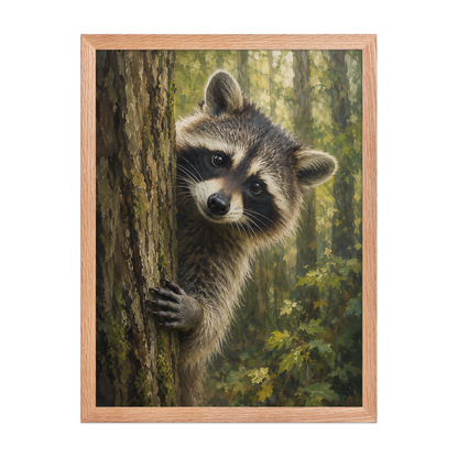 Raccoon Curiosity Framed Poster