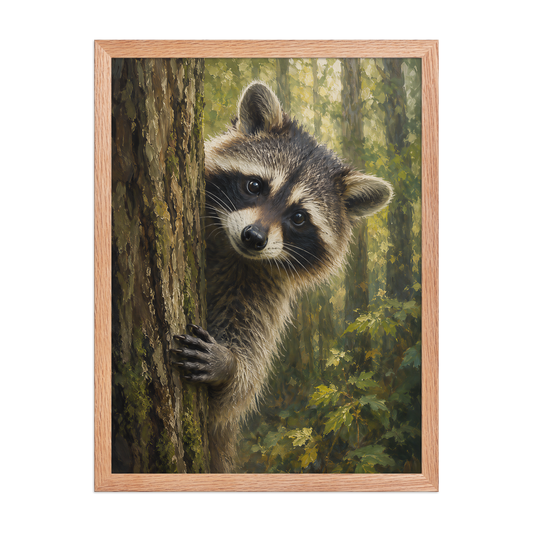 Raccoon Curiosity Framed Poster