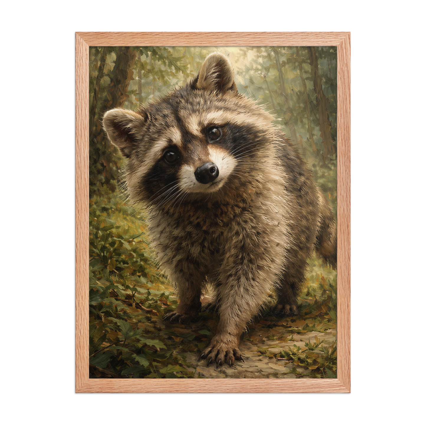 Raccoon Forest Curiosity Framed Poster