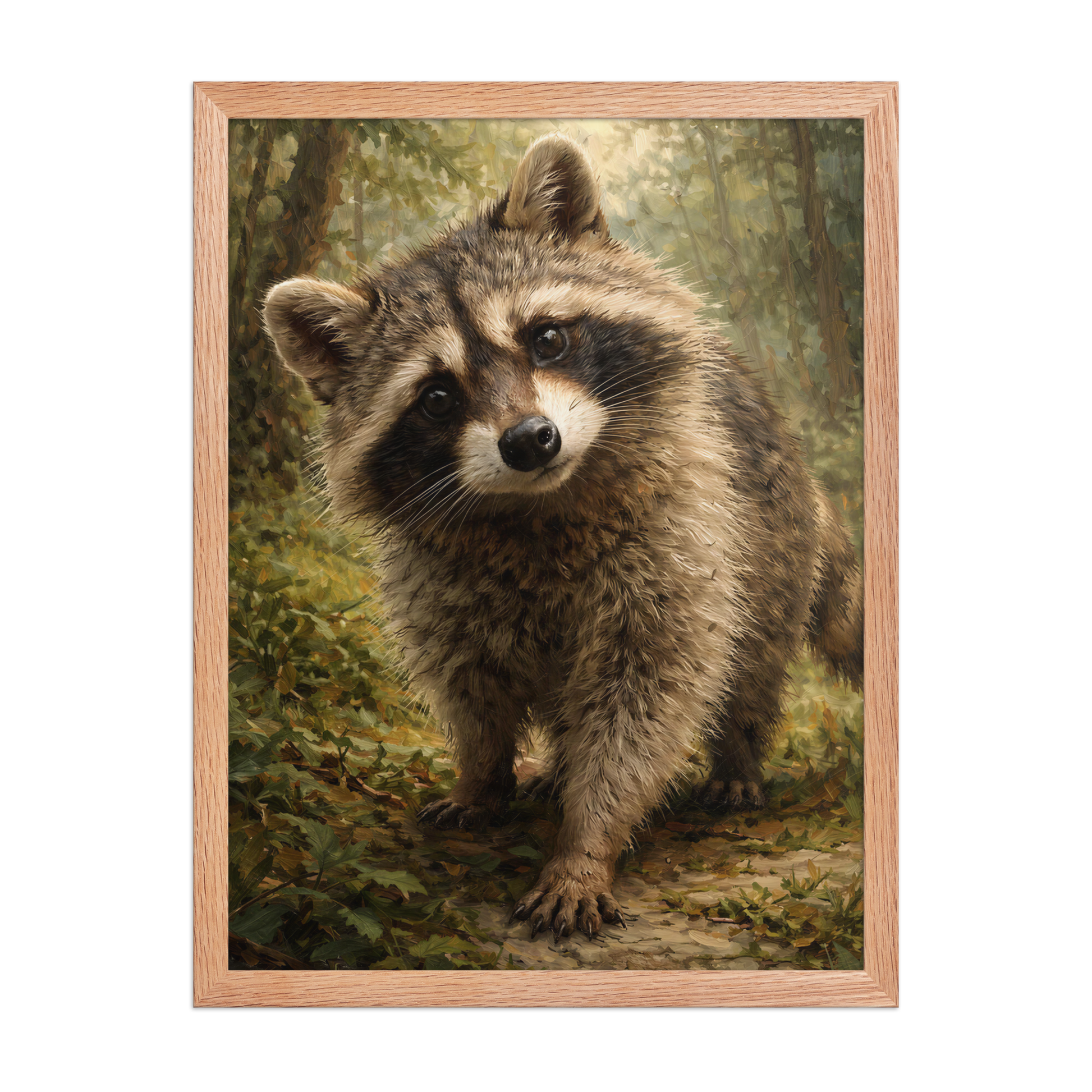 Raccoon Forest Curiosity Framed Poster