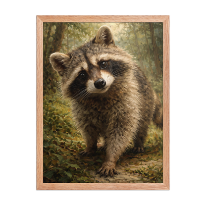Raccoon Forest Curiosity Framed Poster