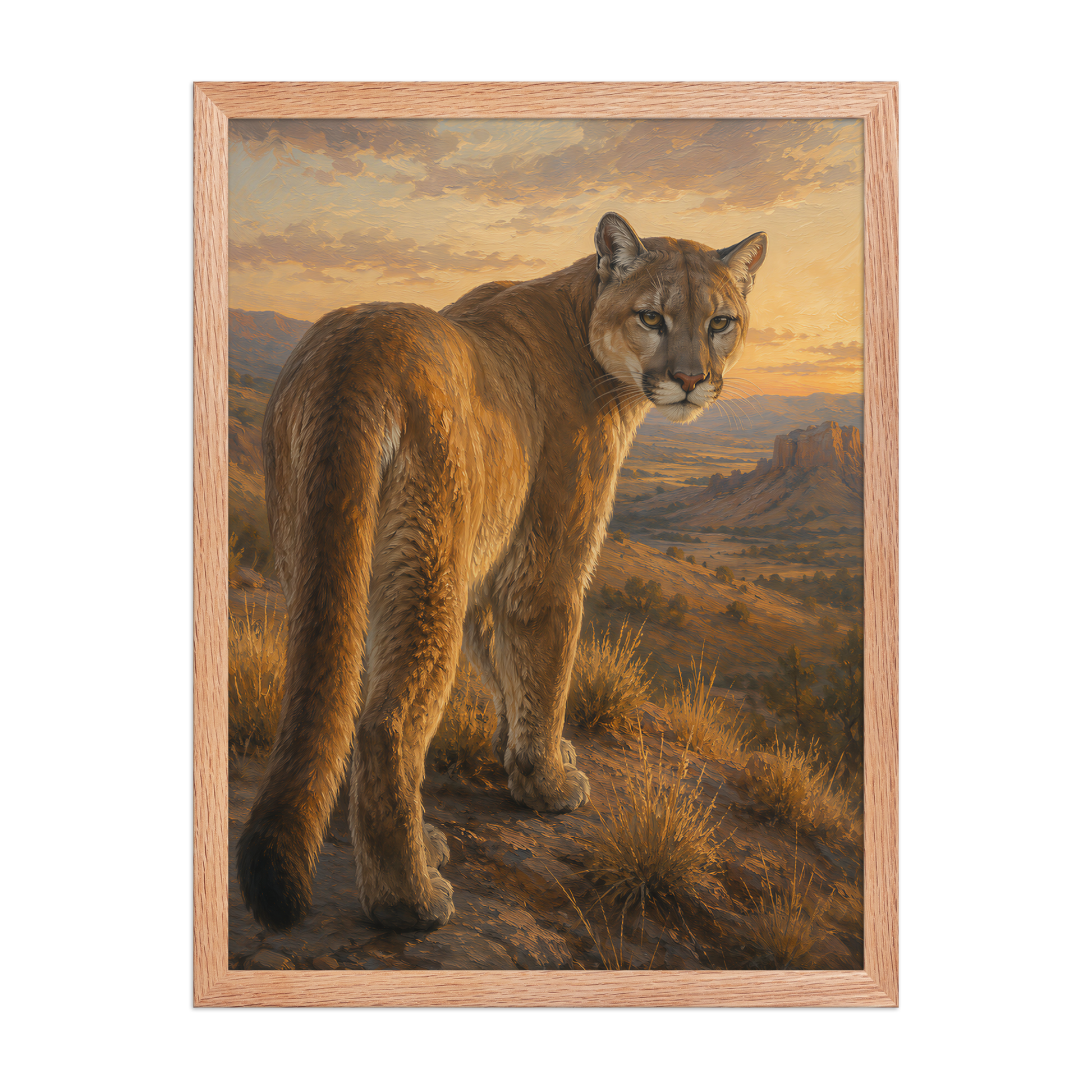 Mountain Lion Sunset Pride Framed Poster