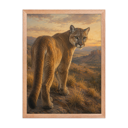 Mountain Lion Sunset Pride Framed Poster
