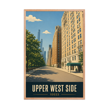 Framed Upper West Side Manhattan skyline street poster with 10023 zip code