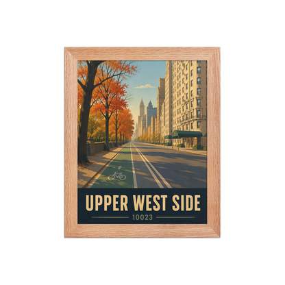 Framed Central Park West autumn poster with 10023 zip code