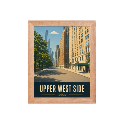 Framed Upper West Side Manhattan skyline street poster with 10023 zip code