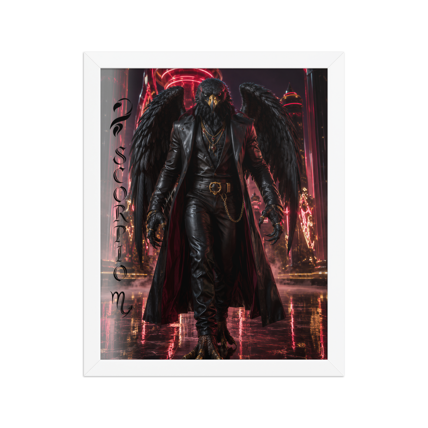 Scorpio man black eagle framed poster