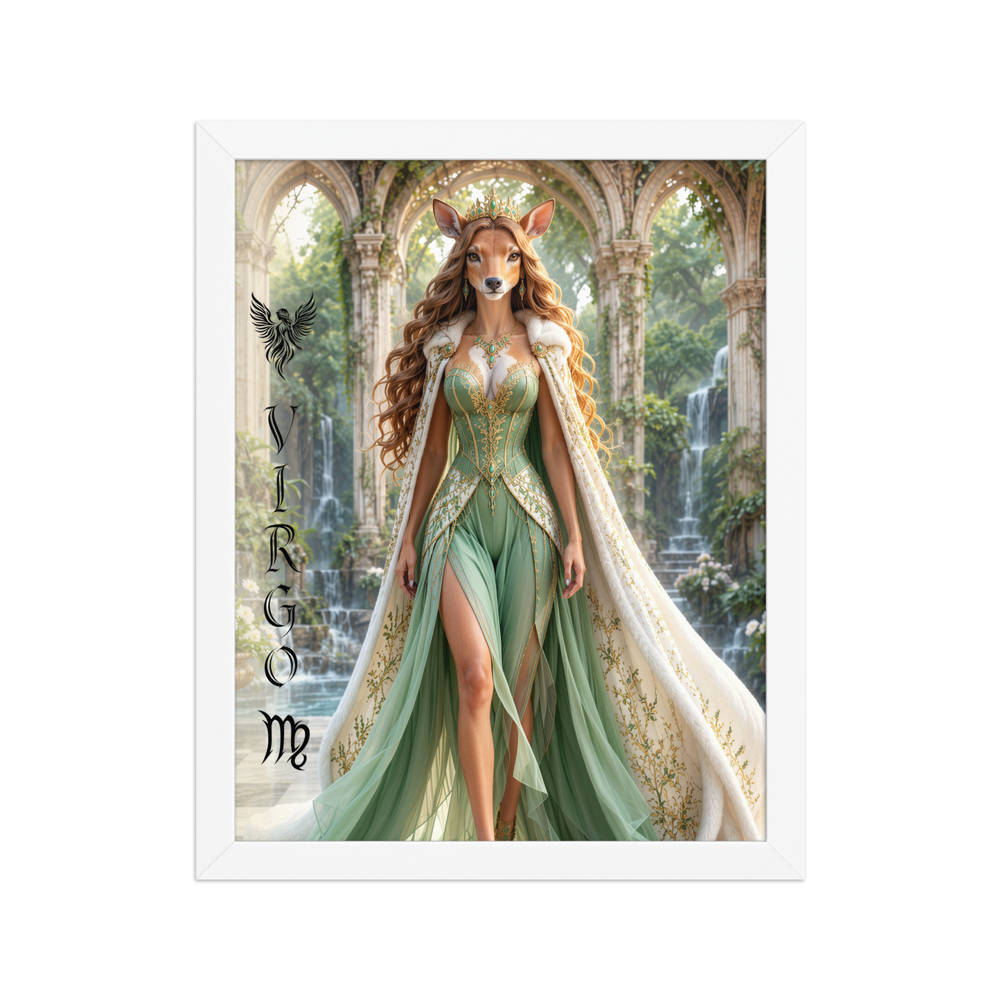 Virgo woman deer queen framed poster