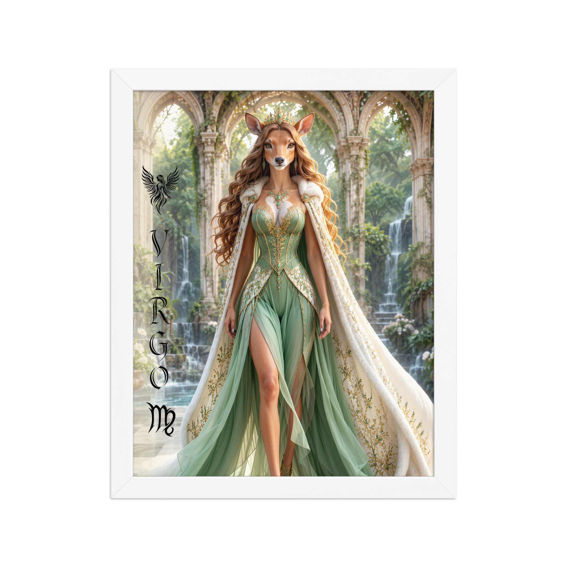 Virgo woman deer queen framed poster