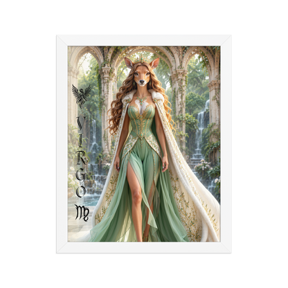 Virgo woman deer queen framed poster