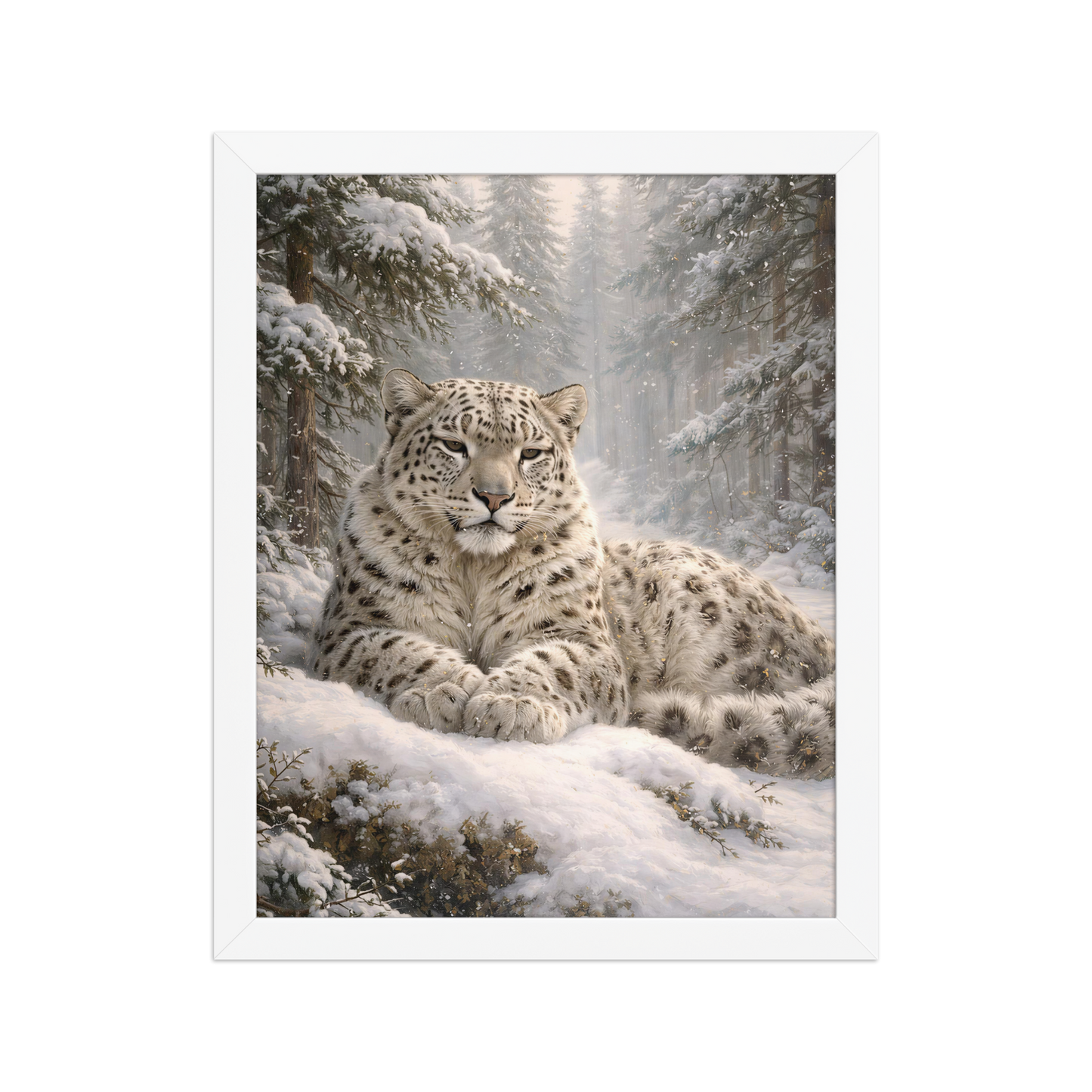 Snow Leopard Winter Calm Framed Poster