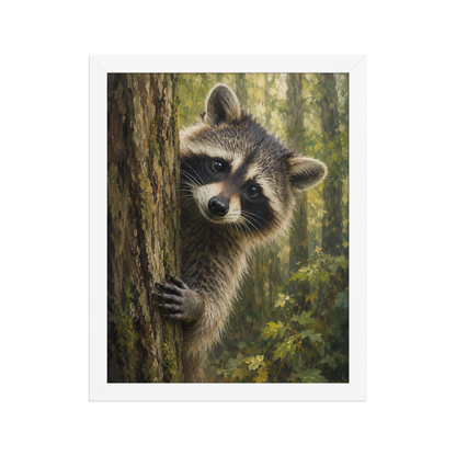 Raccoon Curiosity Framed Poster