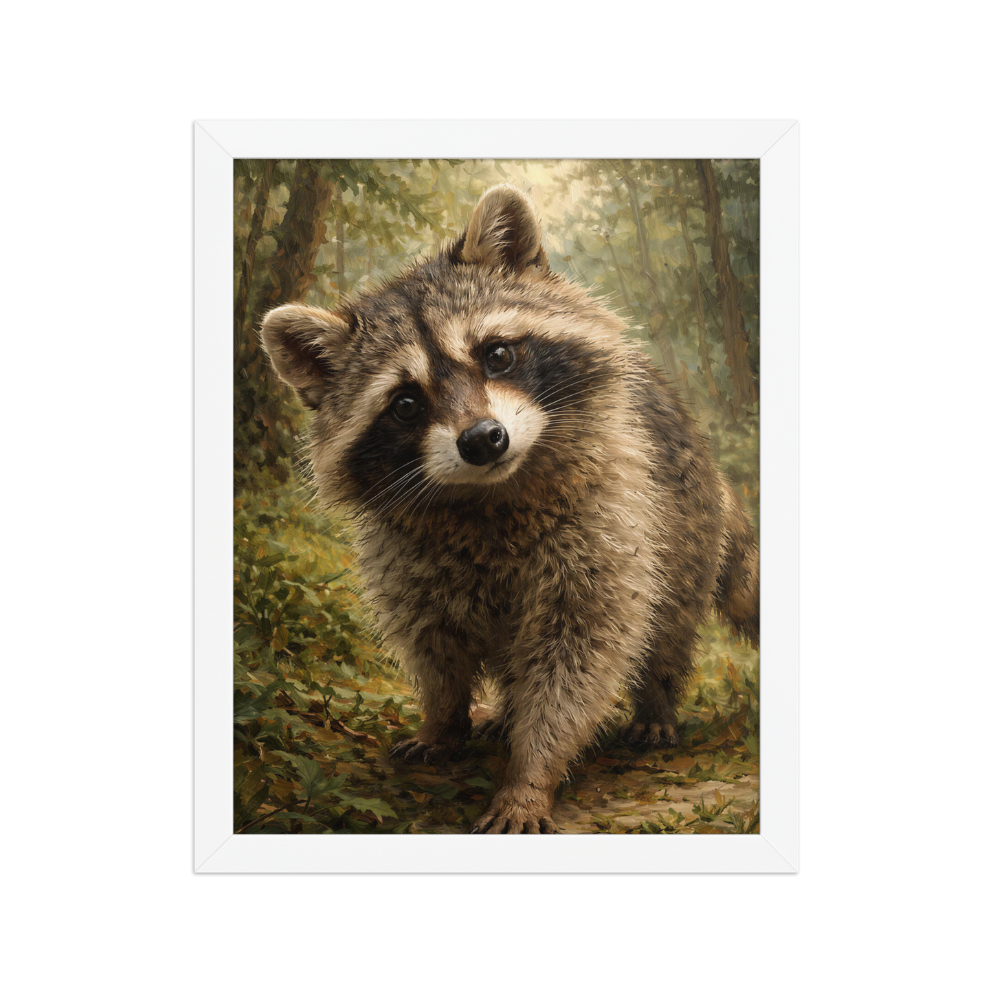 Raccoon Forest Curiosity Framed Poster