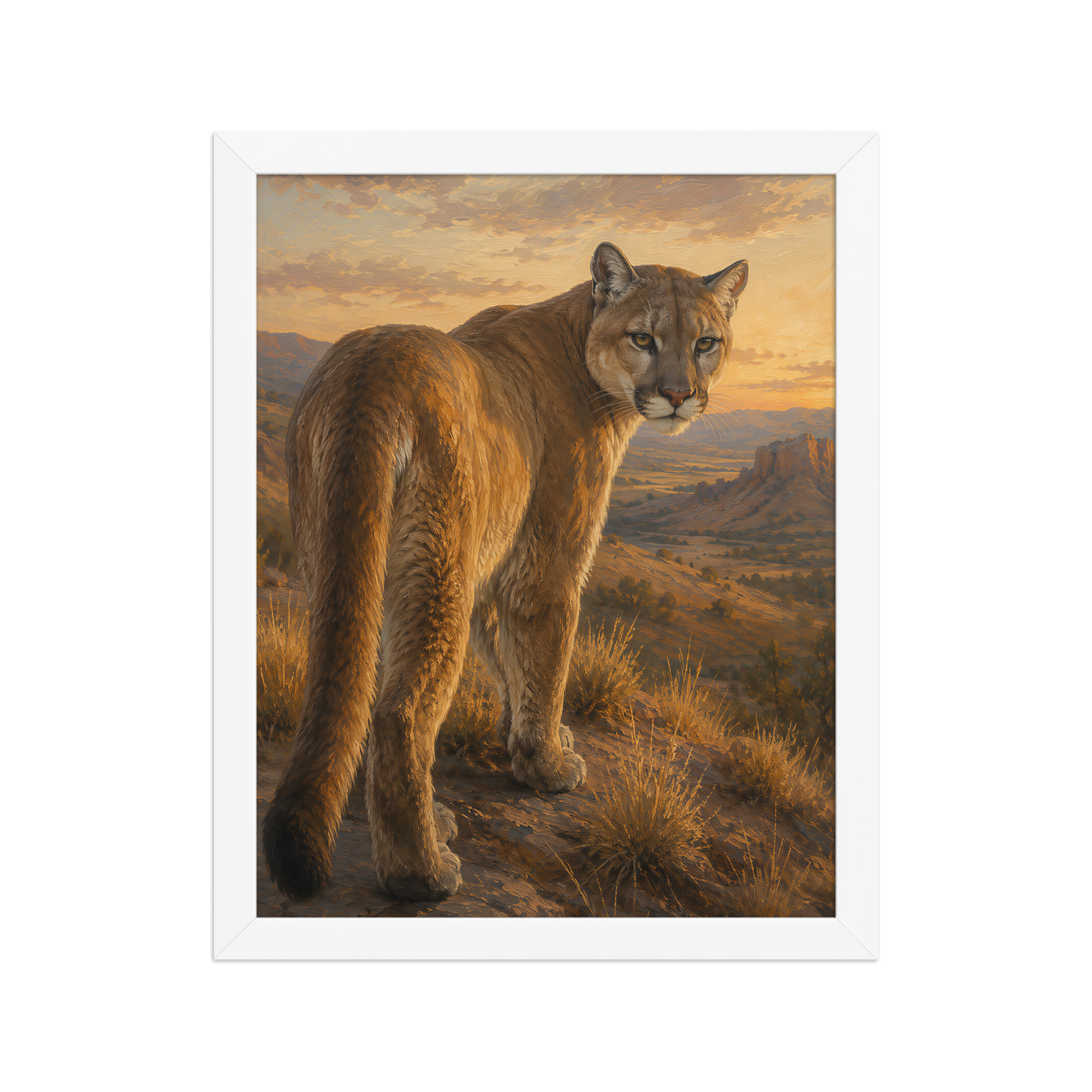 Mountain Lion Sunset Pride Framed Poster