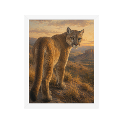 Mountain Lion Sunset Pride Framed Poster