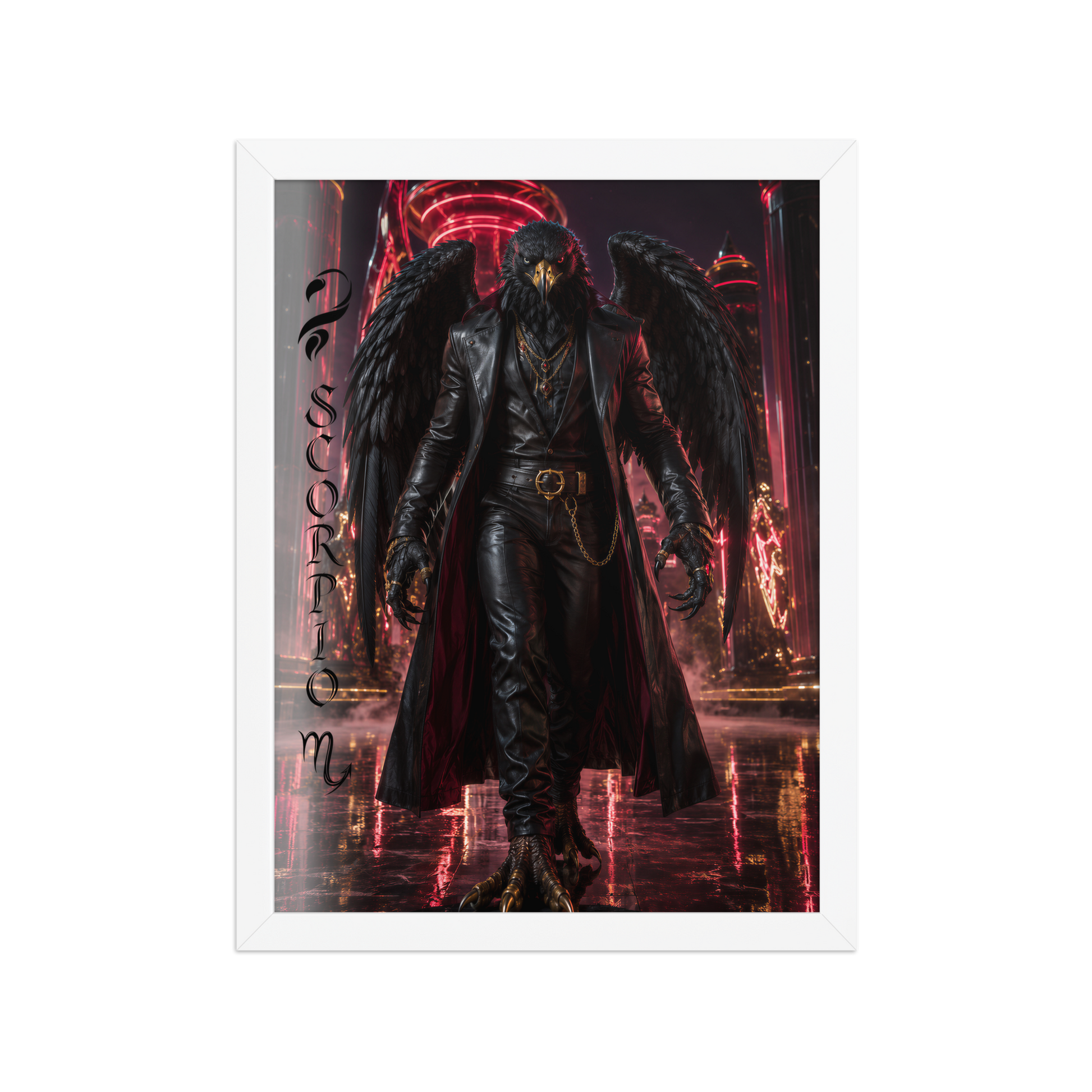 Scorpio man black eagle framed poster