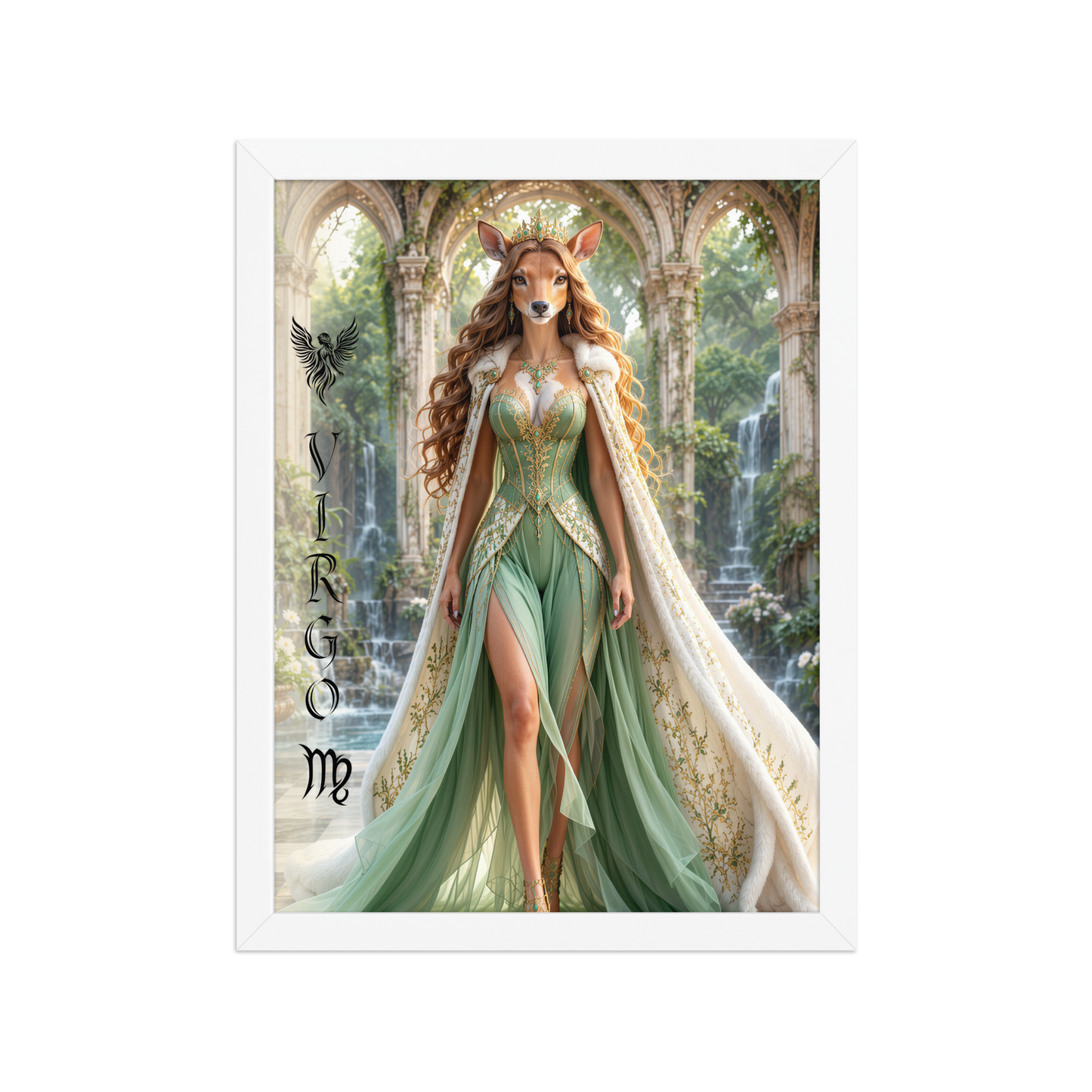 Virgo woman deer queen framed poster