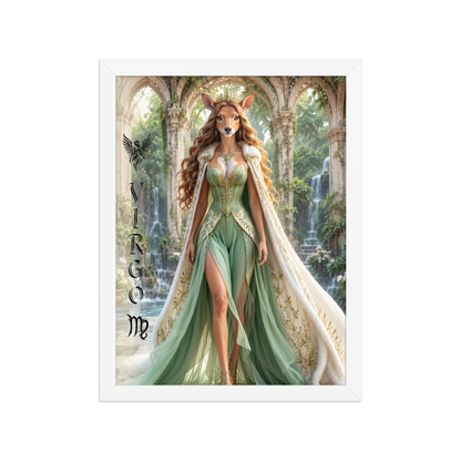 Virgo woman deer queen framed poster