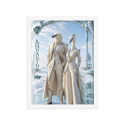 Framed Aquarius power couple poster with eagle king and crane queen