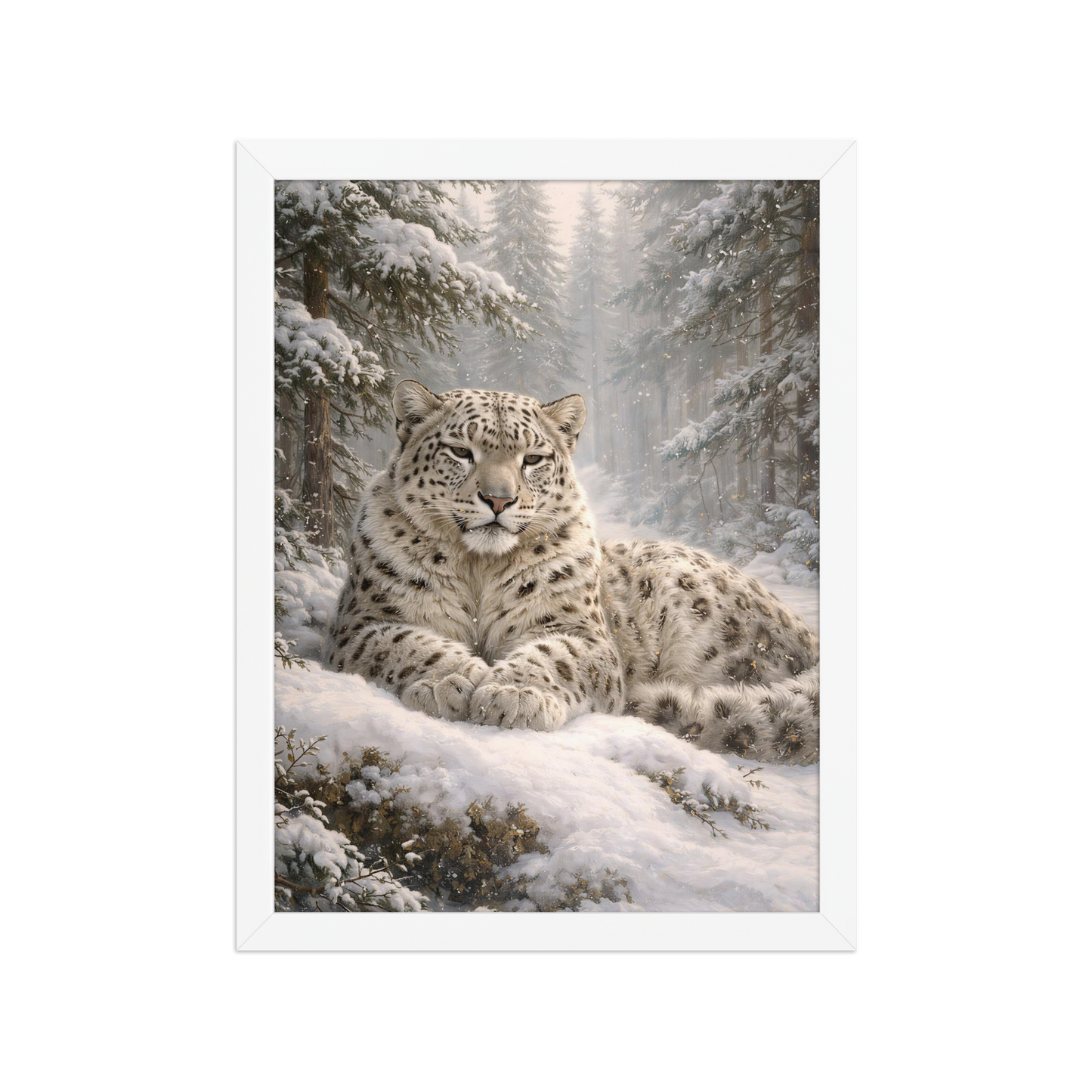 Snow Leopard Winter Calm Framed Poster