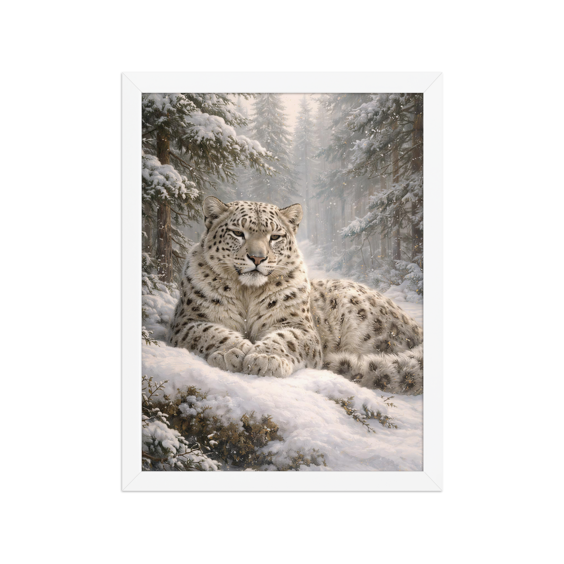 Snow Leopard Winter Calm Framed Poster