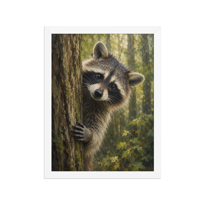 Raccoon Curiosity Framed Poster