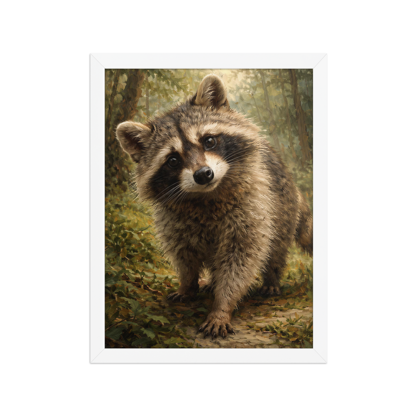 Raccoon Forest Curiosity Framed Poster