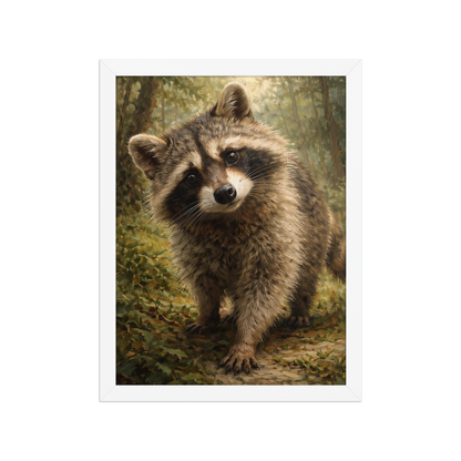 Raccoon Forest Curiosity Framed Poster