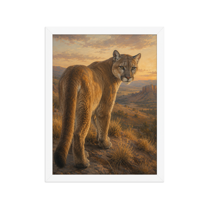 Mountain Lion Sunset Pride Framed Poster