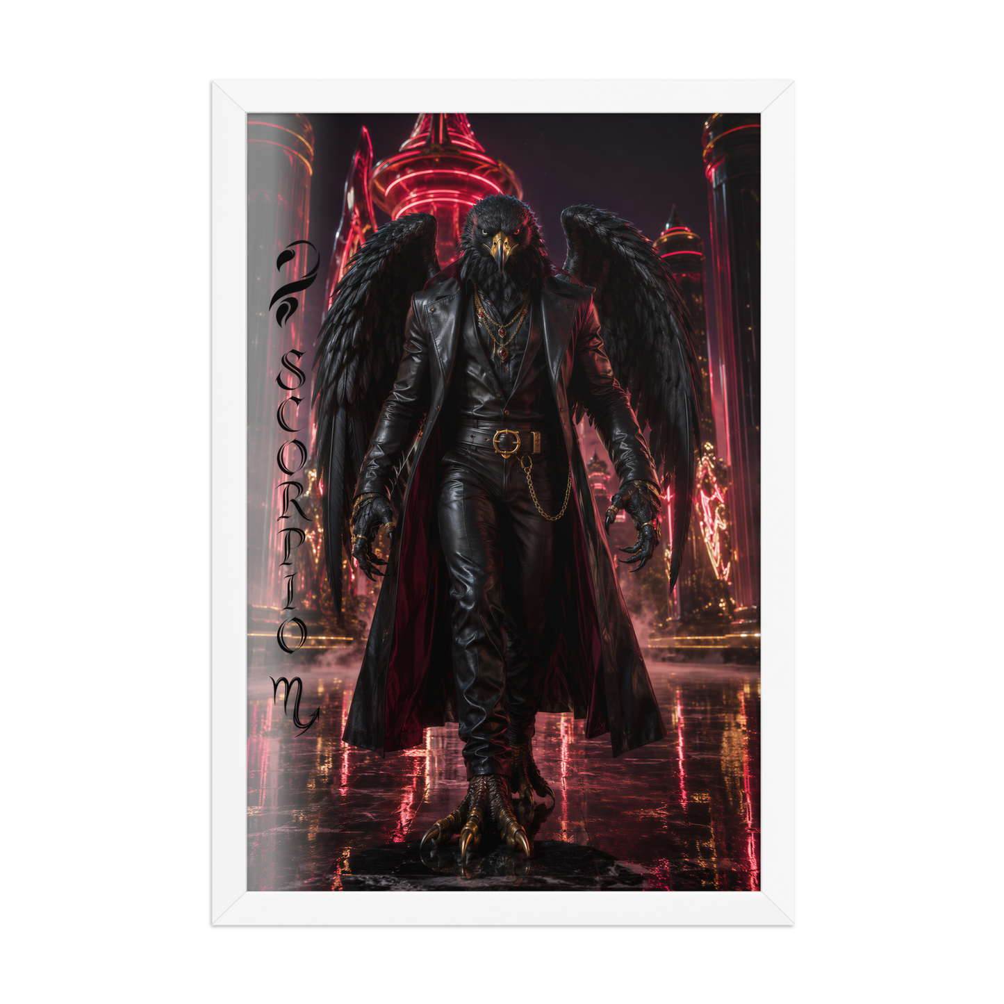 Scorpio man black eagle framed poster